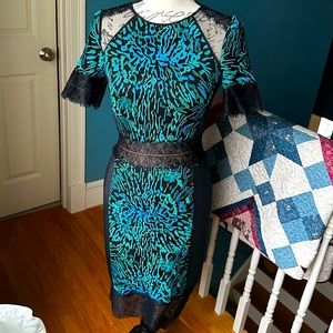 Blue & Green Lace Tadashi Shoji Cocktail Dress Size 2💙🐠